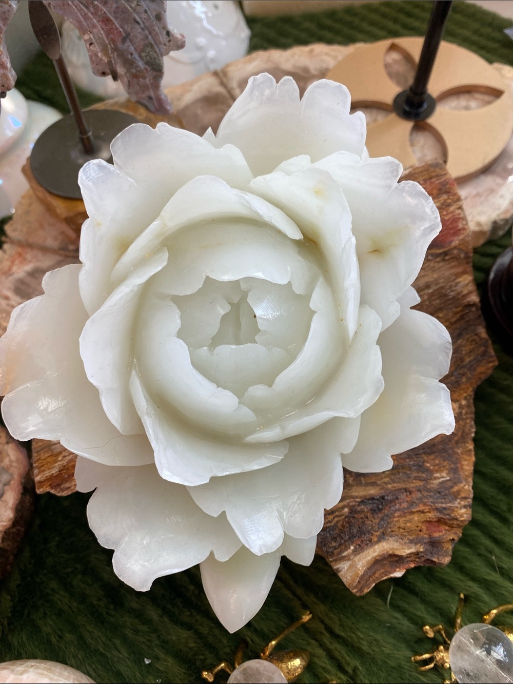White Onyx Floral Decorative Accent Sculpture - Home Accents